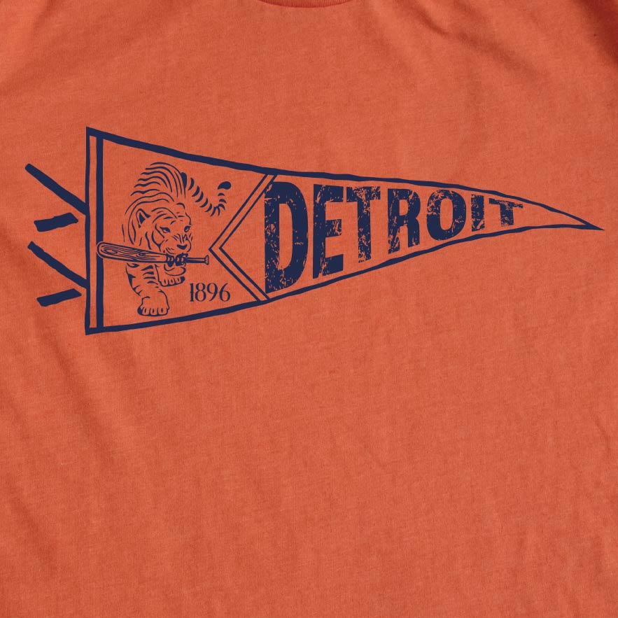 Detroit Tigers Pennant T-Shirt, Hats, Hoodies & Tanks @ Michigan Vibes L / Black Heather
