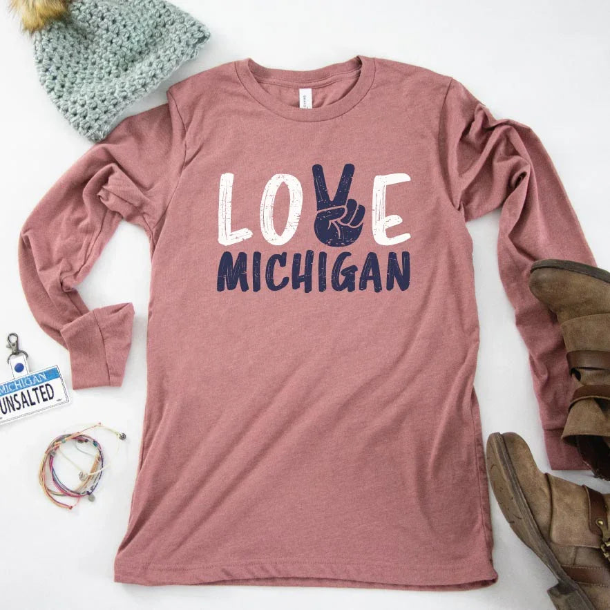 Peace long sleeve tee - Michigan Vibes