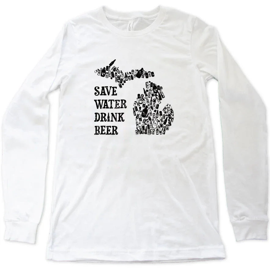 Save the Water long sleeve tee - Michigan Vibes