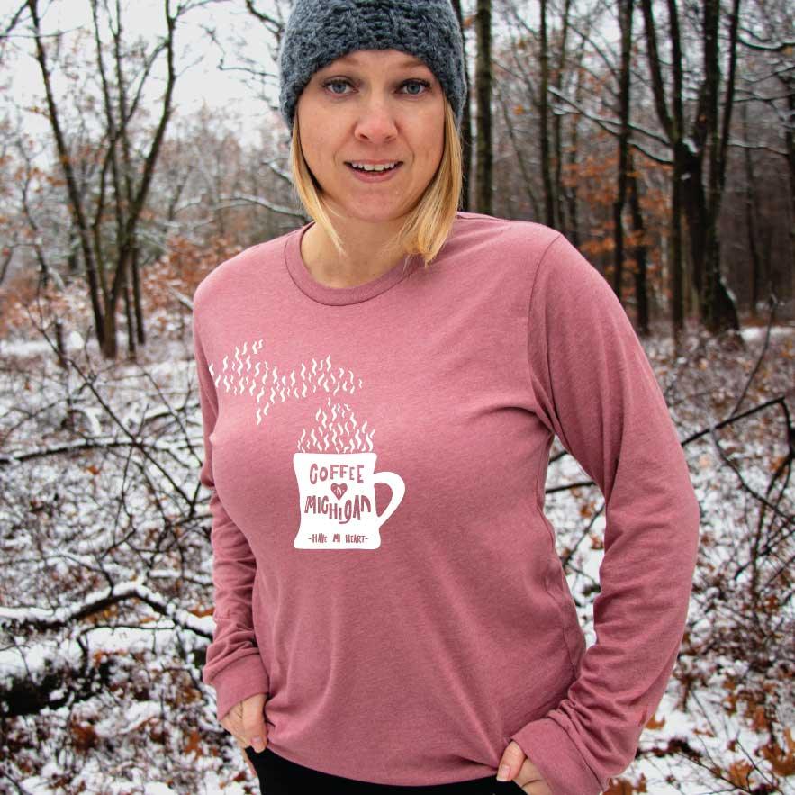 Cup of Michigan long sleeve tee - Michigan Vibes