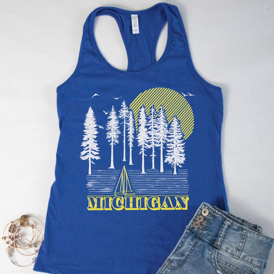 Into the Woods Racerback Tank - Michigan Vibes