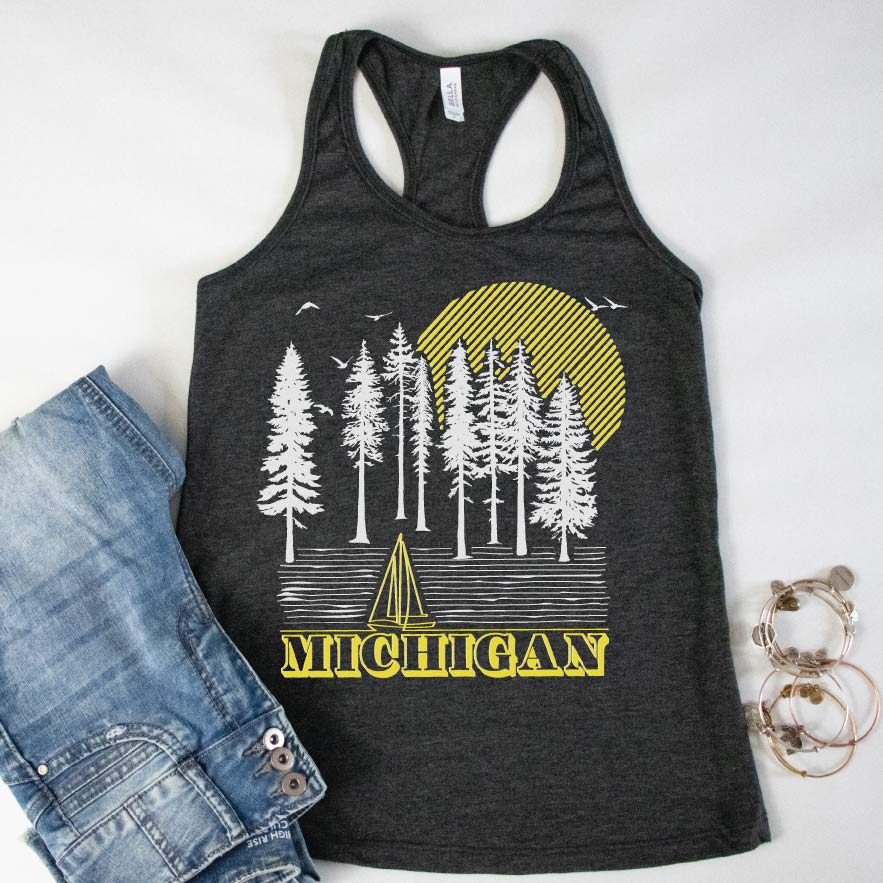 Into the Woods Racerback Tank - Michigan Vibes