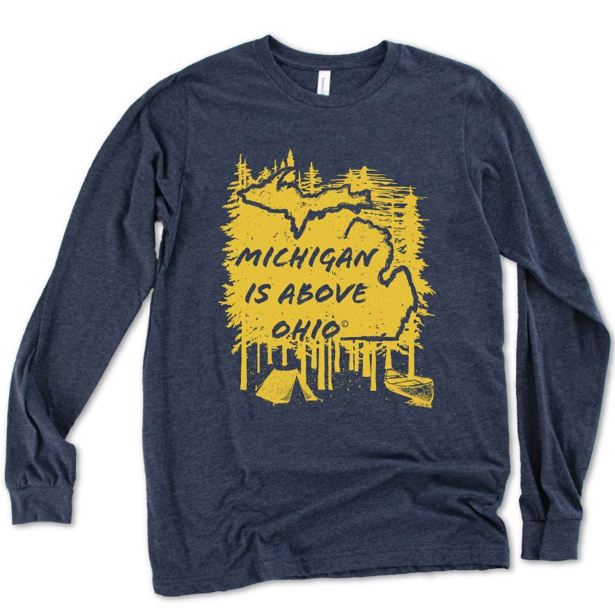 Eat Em' Up Detroit Tigers Long Sleeve Tee at Michigan Vibes Store. XS / Black Heather