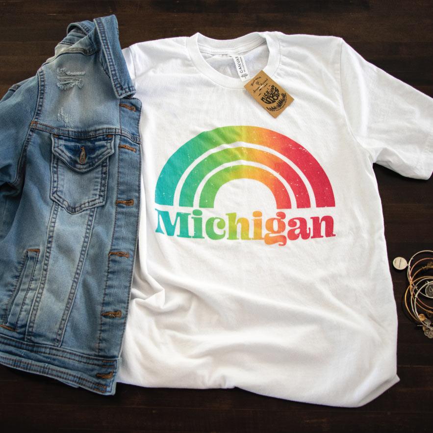 Rainbows over Michigan Tee - Michigan Vibes