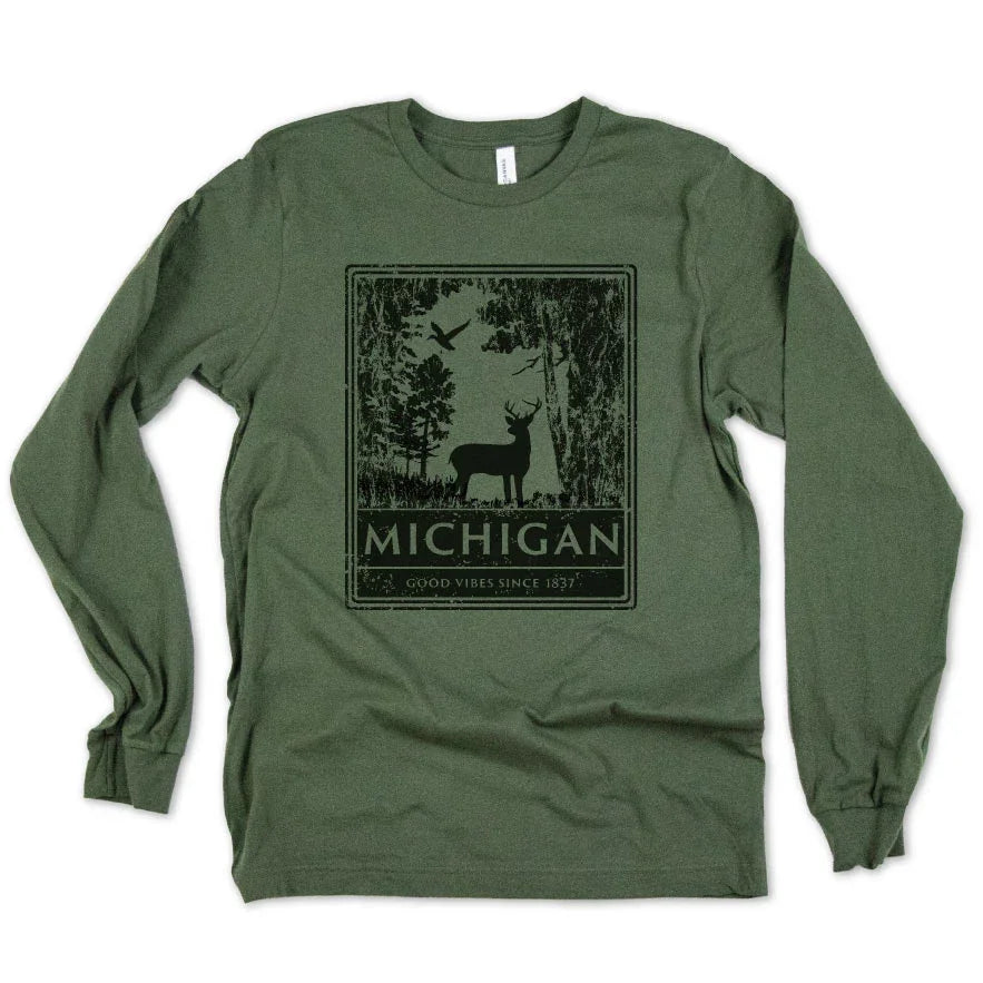 White-tailed long sleeve tee - Michigan Vibes